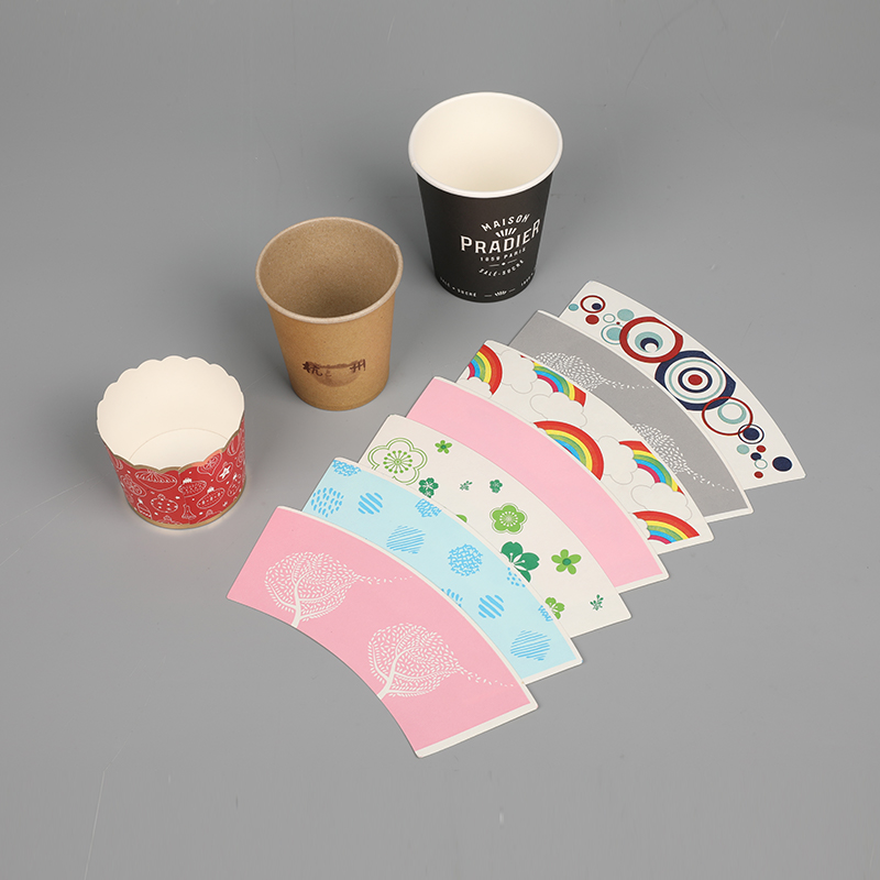 Customized design pe coated paper raw material coffee tea paper cup fan
